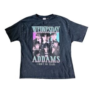 Zara Wednesday Addams Graphic Tee‎ Kids Unisex 13/14 Black Goth Shirt